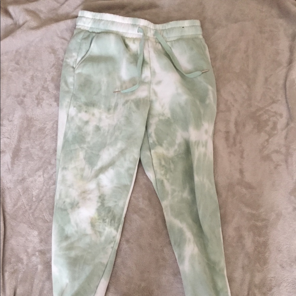 Green tie dye sweatpants